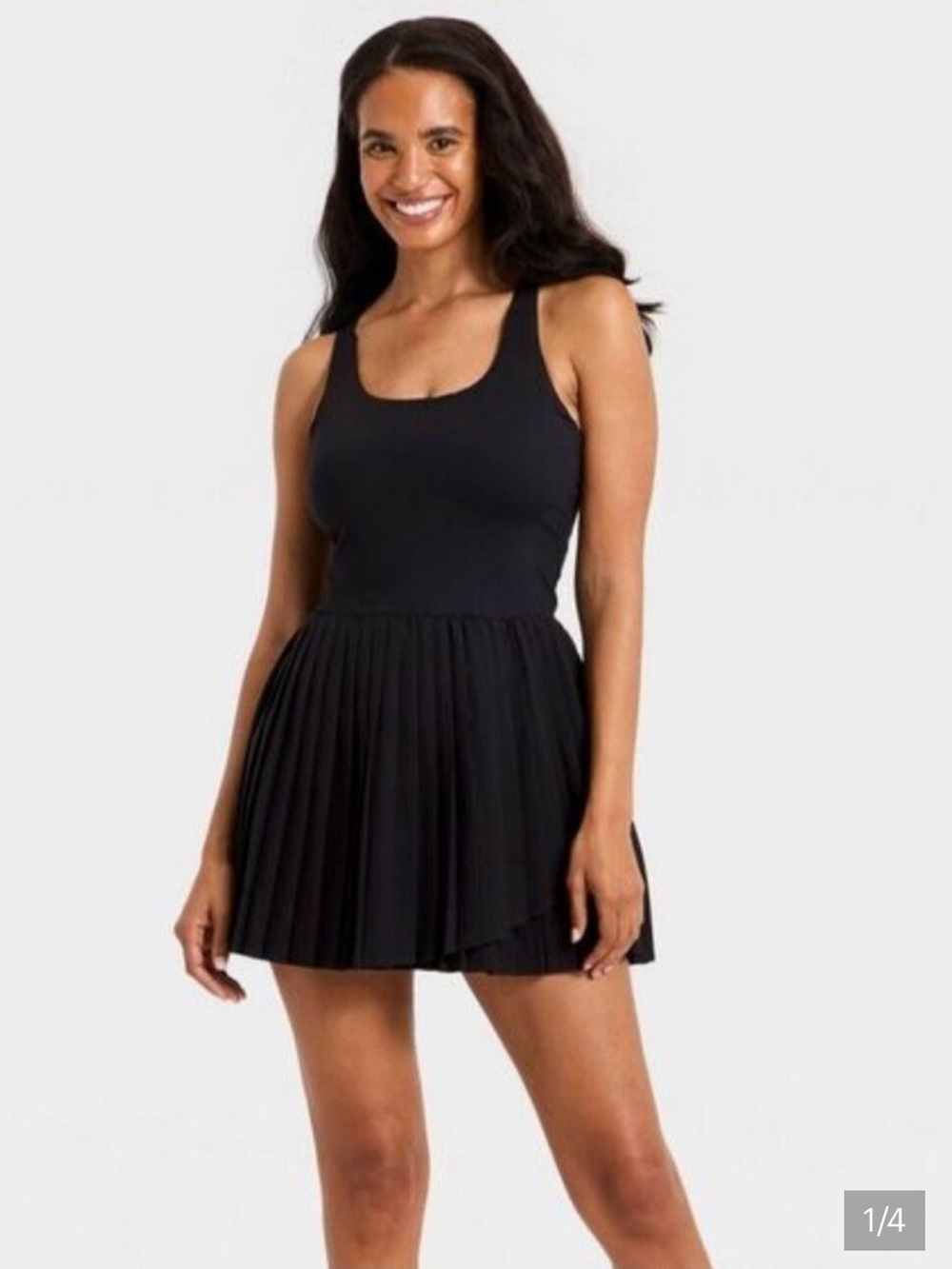 All in motion Black Strappy Pleated dress